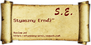 Styaszny Ernő névjegykártya