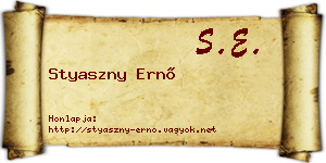 Styaszny Ernő névjegykártya
